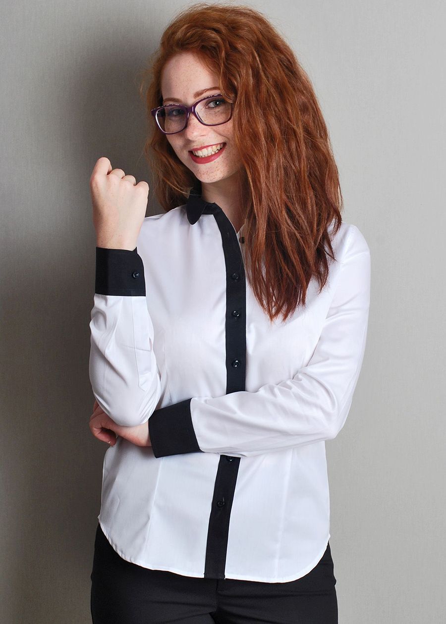 Koszula z czarnymi mankietami - Szafa Gosi - internetowy outlet z odzieżą damską