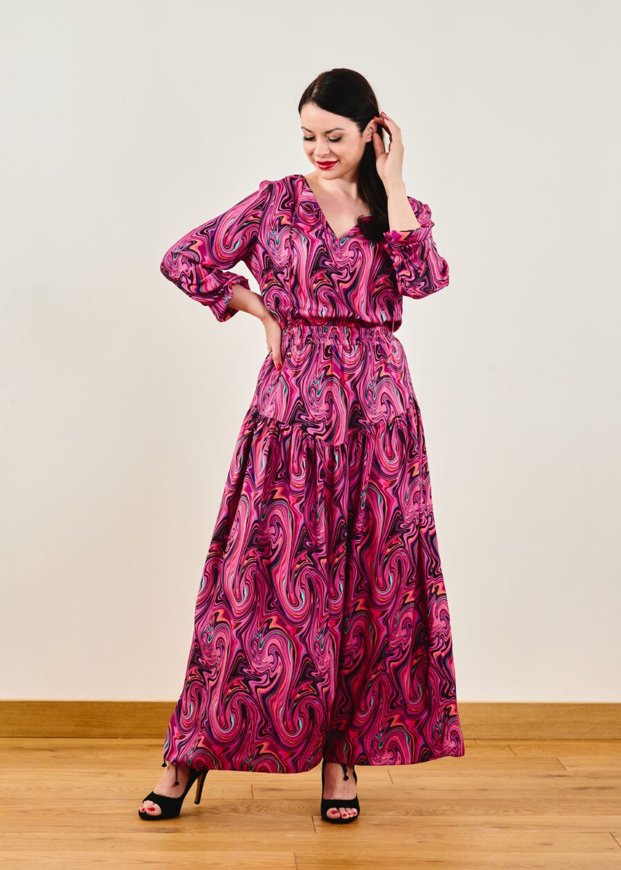 Długa rozkloszowana sukienka - Szafa Gosi - internetowy outlet z odzieżą damską