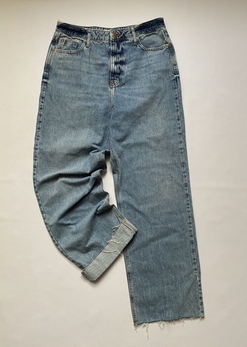 Spodnie niebieskie jeansowe szeroka nogawka